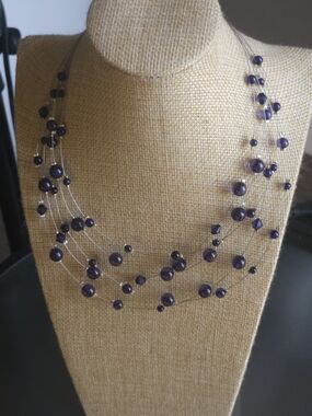 Vintage Periwinkle Statement Necklace | Unique Beaded Design
